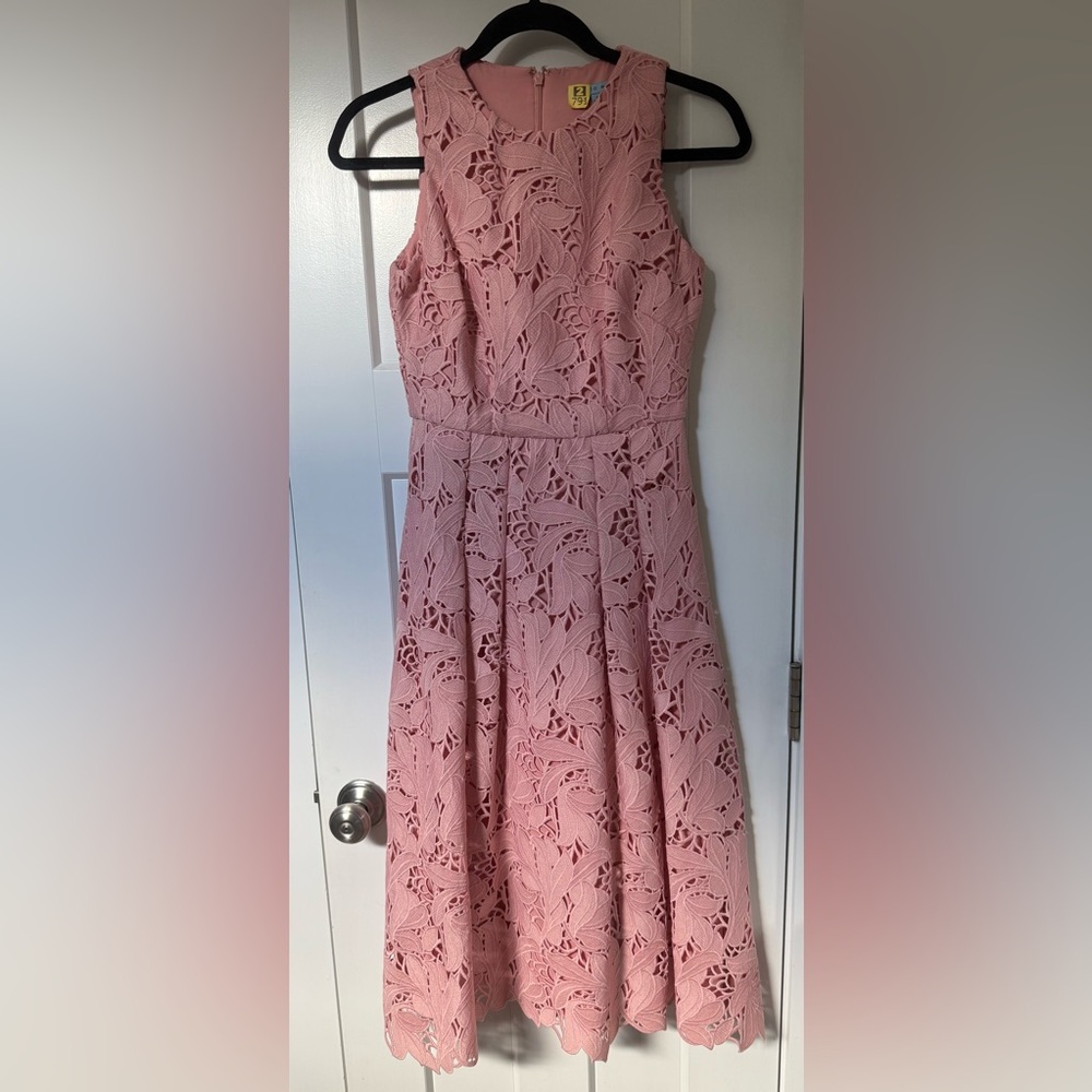 ANTONIO MELANI Pink Lace Midi Dress